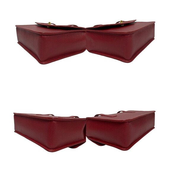 GUCCI Red Leather Bamboo Shoulder Bag - Picture 7 of 9